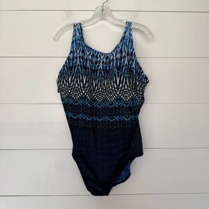 Great Lengths Women’s 18 Blue Black One Piece Swim Beach Pool Ocean